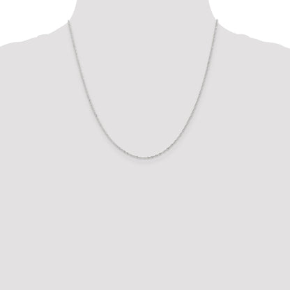 20 Inch 10K White Gold 1mm Singapore Chain Necklace