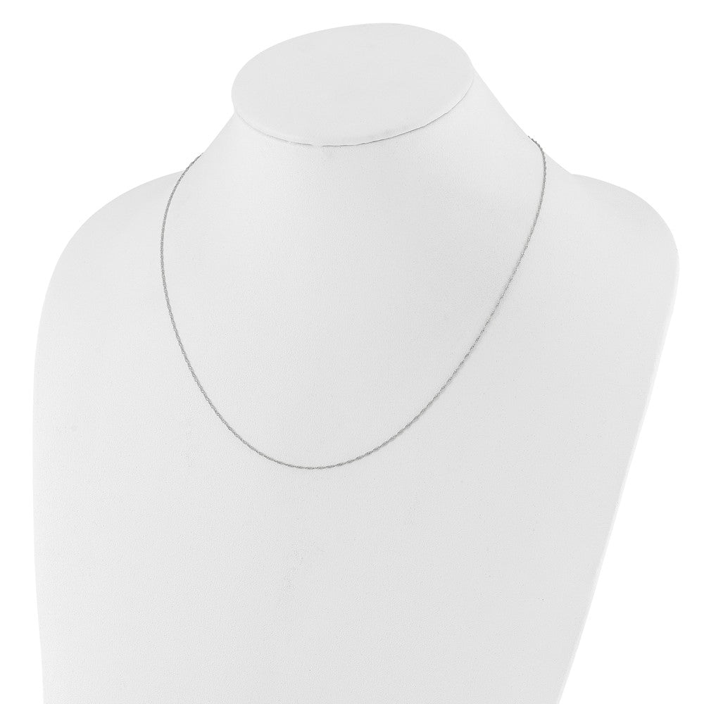 22 Inch 10K White Gold Adjustable 1mm Singapore Chain Necklace