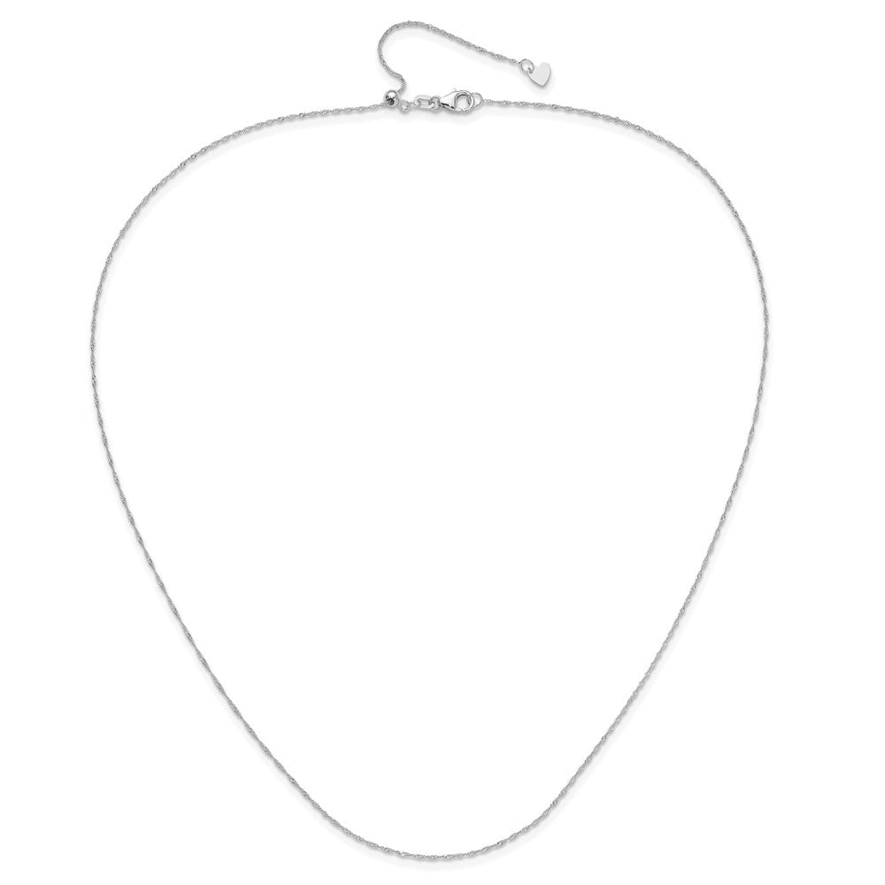22 Inch 10K White Gold Adjustable 1mm Singapore Chain Necklace