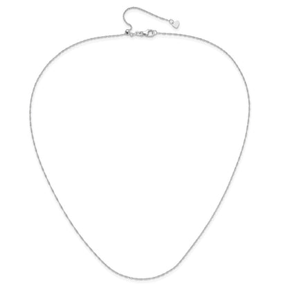 22 Inch 10K White Gold Adjustable 1mm Singapore Chain Necklace