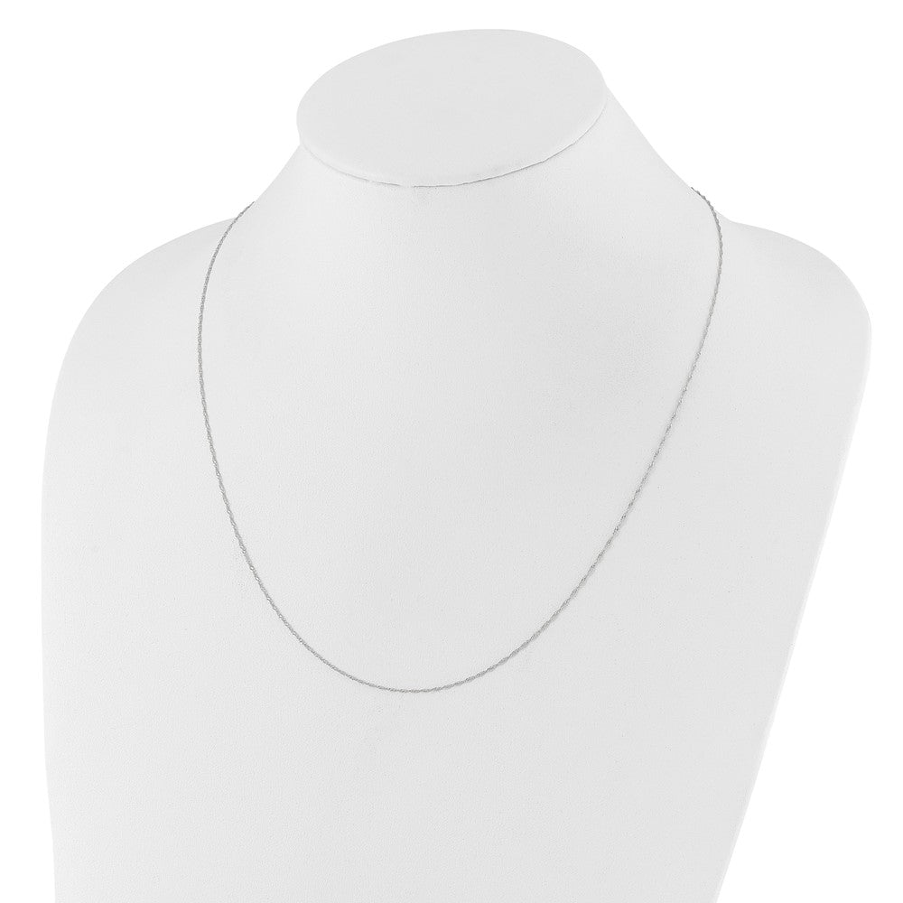 22 Inch 10K White Gold Adjustable 1mm Singapore Chain Necklace