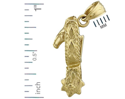 14K Gold 3-D Cowboy Spur Charm
