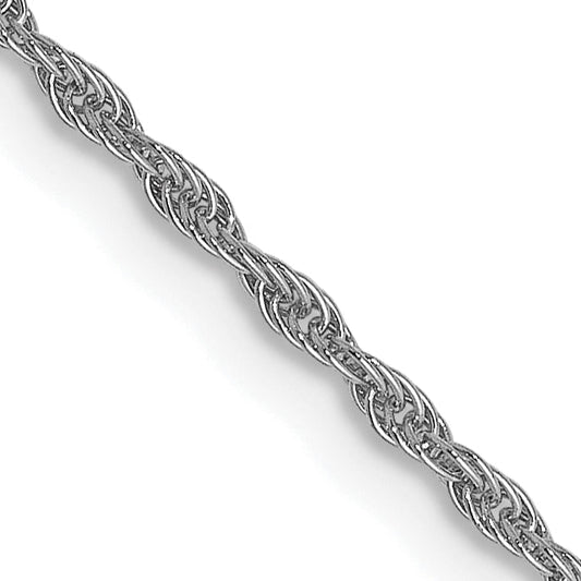 16 Inch 14K White Gold 1.3mm Loose Rope Chain Necklace