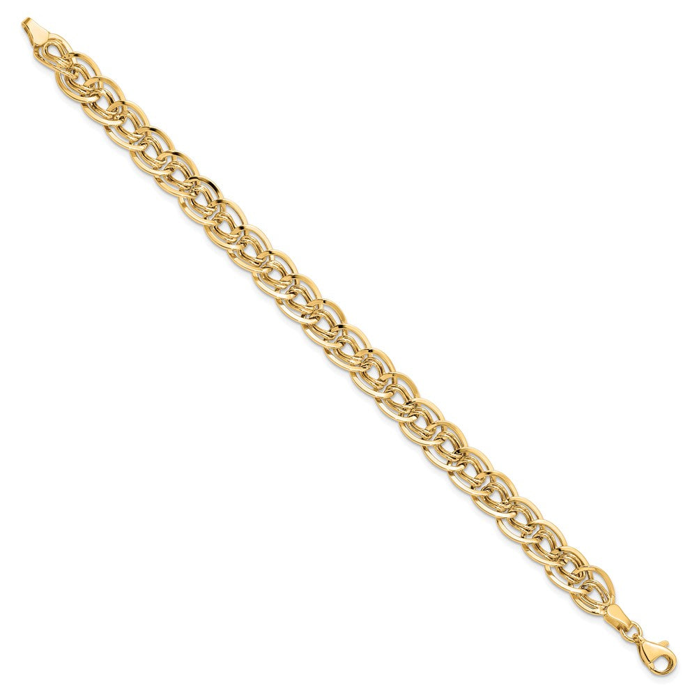 8 Inch 10K Yellow Gold Triple Fancy Link Bracelet