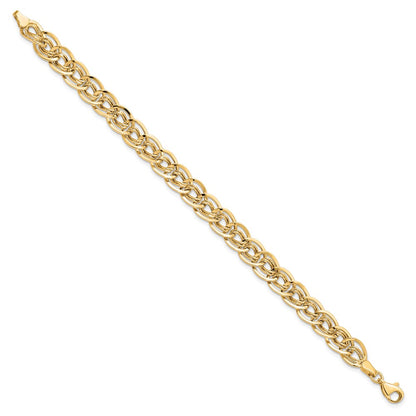 8 Inch 10K Yellow Gold Triple Fancy Link Bracelet