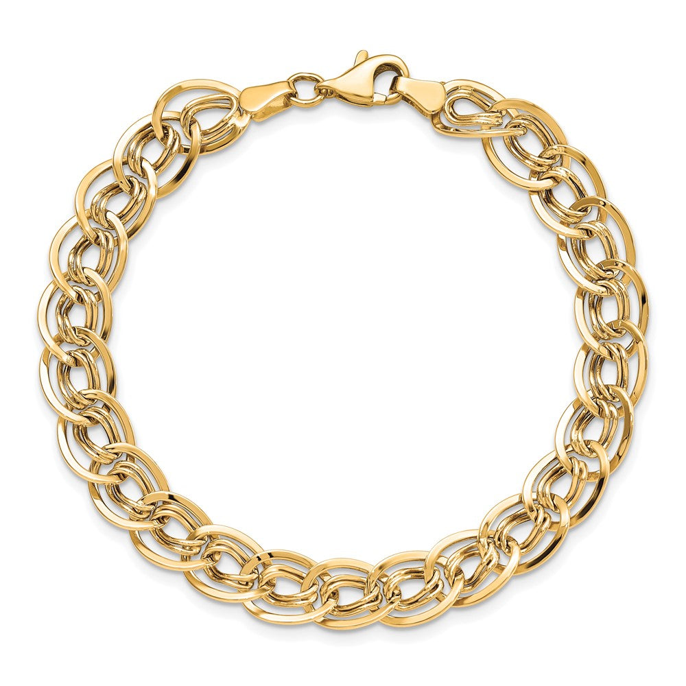 8 Inch 10K Yellow Gold Triple Fancy Link Bracelet