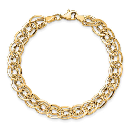8 Inch 10K Yellow Gold Triple Fancy Link Bracelet