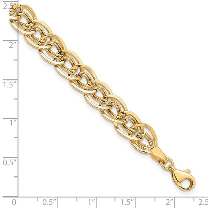 8 Inch 10K Yellow Gold Triple Fancy Link Bracelet