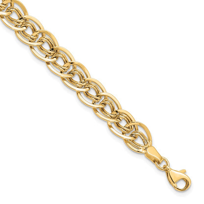 8 Inch 10K Yellow Gold Triple Fancy Link Bracelet