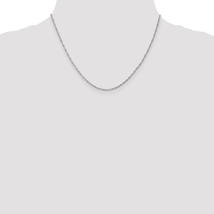18 Inch 10K White Gold 1.3mm Singapore Chain Necklace
