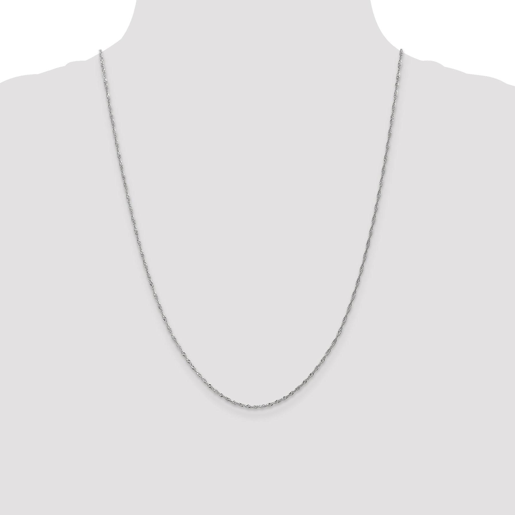24 Inch 10K White Gold 1.3mm Singapore Chain