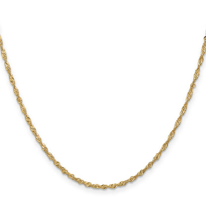 24 Inch 10K 1.7 mm Singapore Chain Necklace