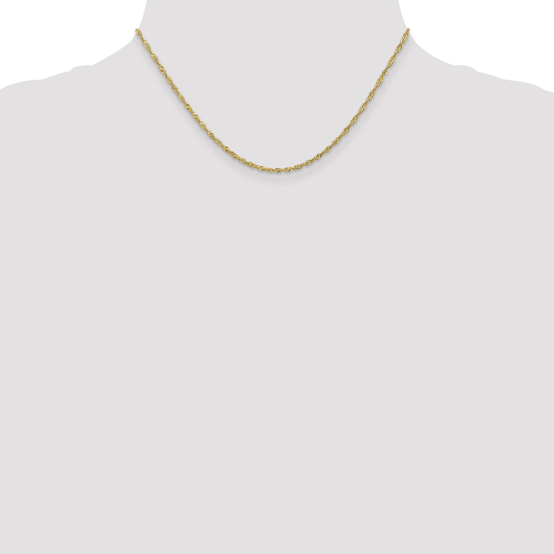 16 Inch 10K 1.7 mm Singapore Chain Necklace
