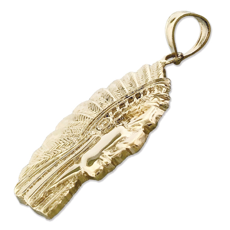 14K Gold Native Headdress War Bonnet Pendant