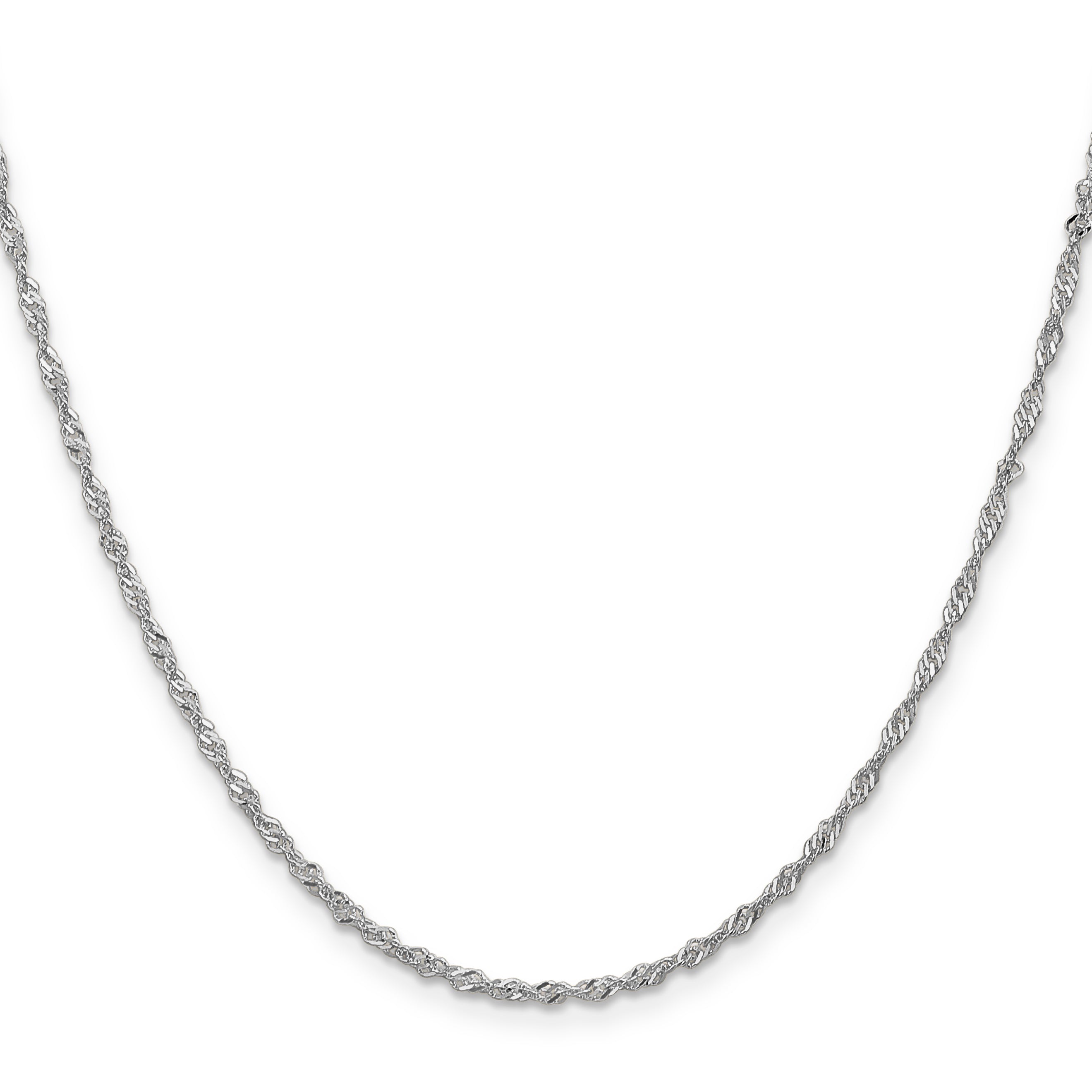 18 Inch 10K White Gold 1.7mm Singapore Chain Necklace