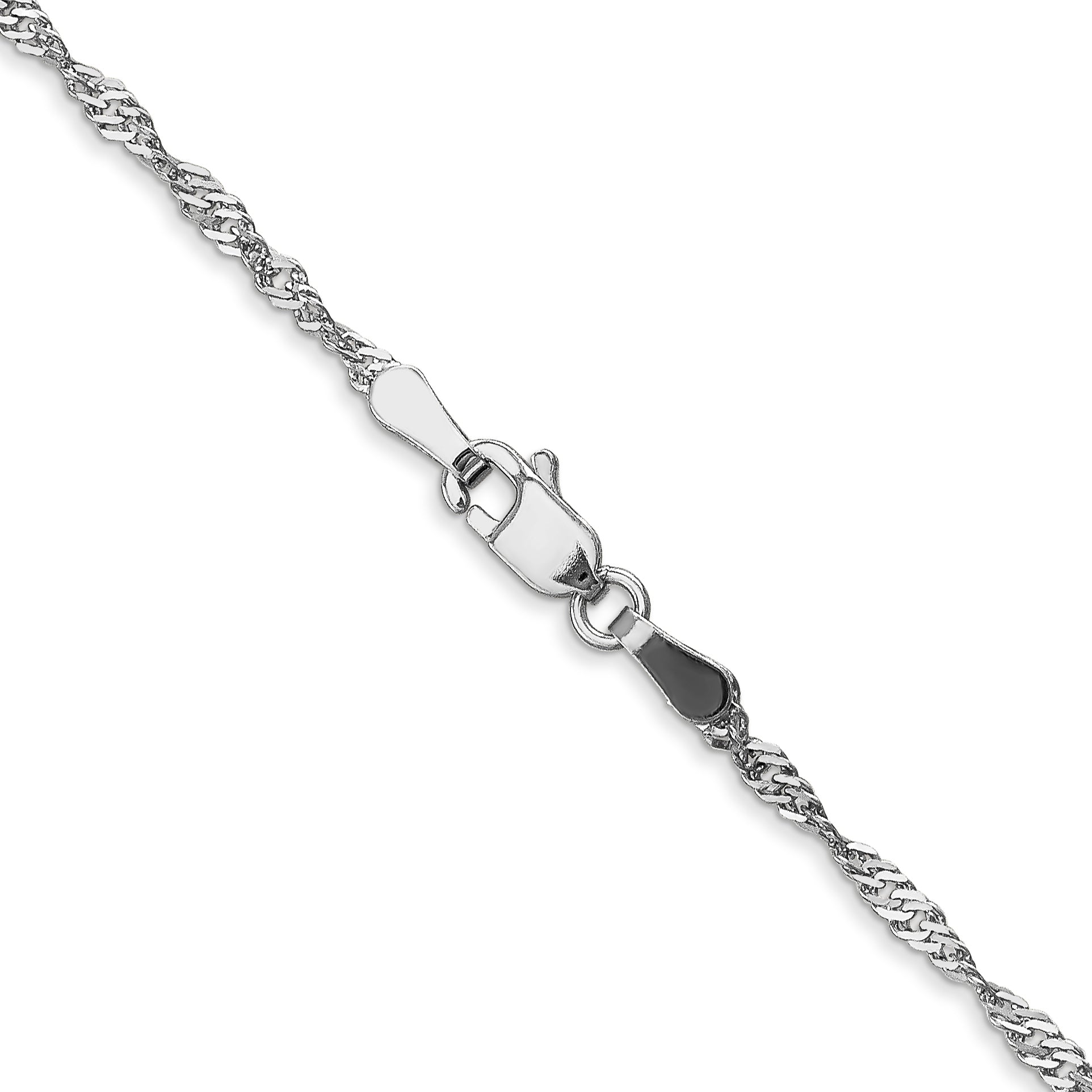 16 Inch 10K White Gold 1.7mm Singapore Chain Necklace