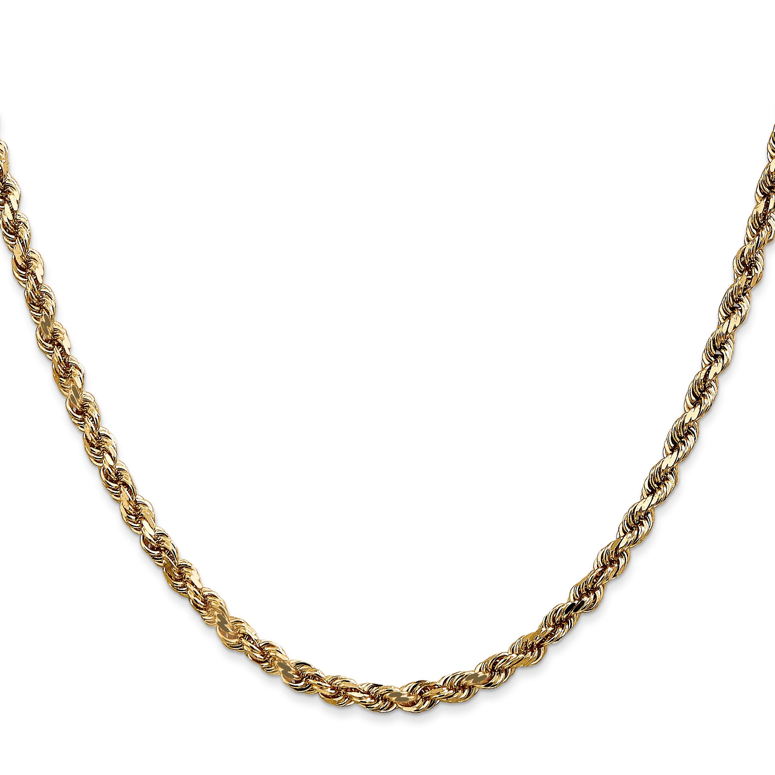 20 Inch 10K 3.5mm Diamond-Cut Rope Chain Necklace