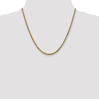 20 Inch 10K 3.5mm Diamond-Cut Rope Chain Necklace