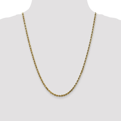24 Inch 10K 3.5mm Diamond-Cut Rope Chain Necklace