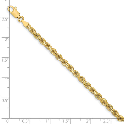 8 Inch 10k Yellow Gold 3.5mm Diamond-Cut Rope Chain Bracelet