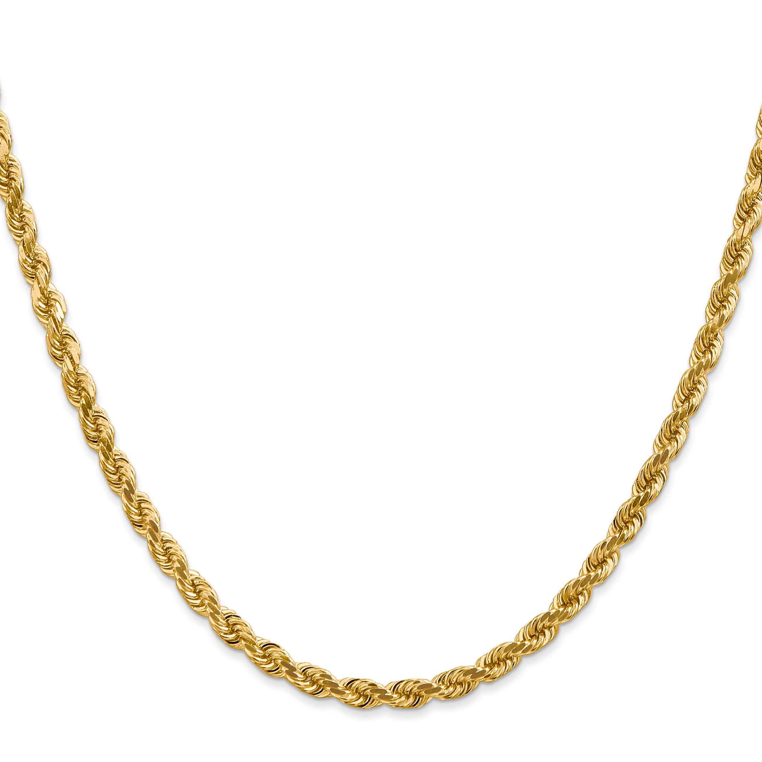 18 Inch 10K 4mm Diamond-Cut Rope Chain Necklace