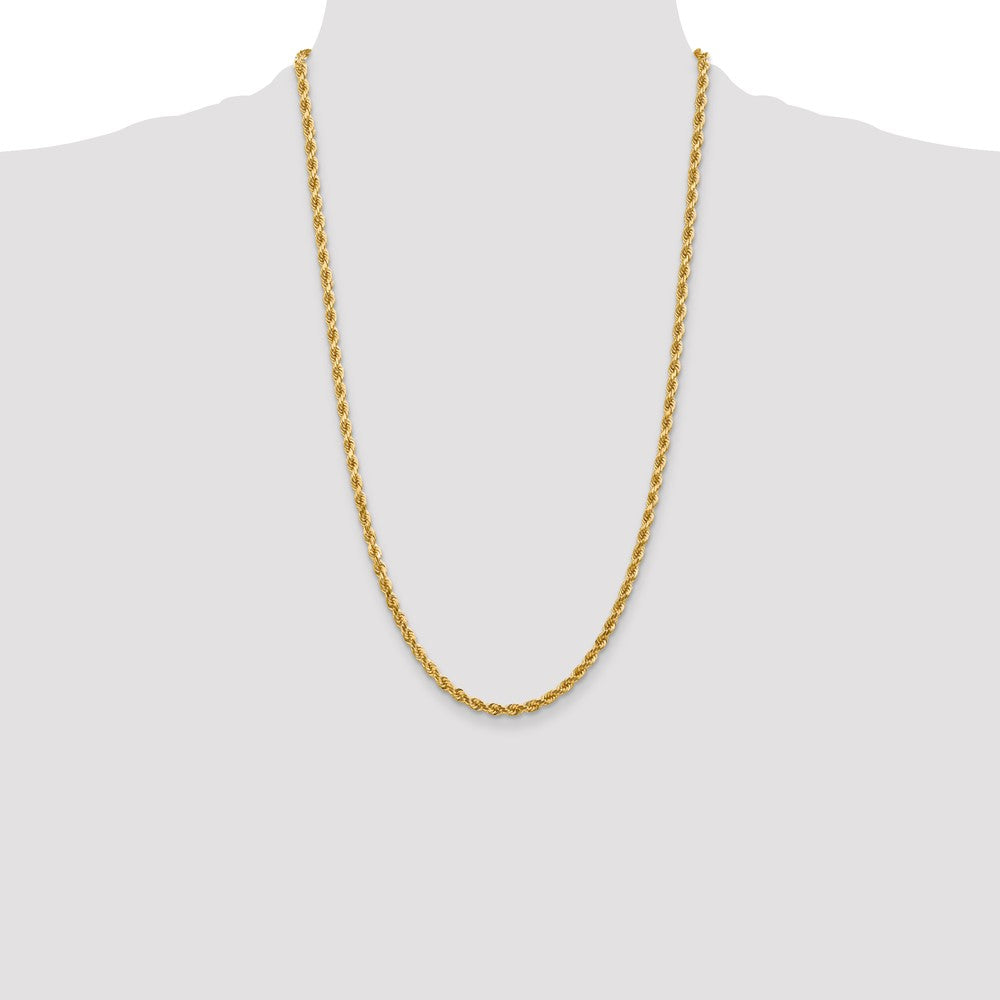 26 Inch 10K Yellow Gold 4mm Diamond Cut Rope Chain Necklace