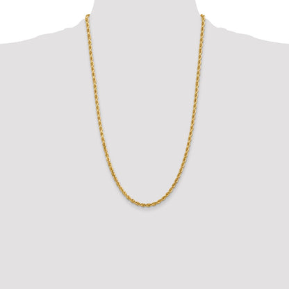 26 Inch 10K Yellow Gold 4mm Diamond Cut Rope Chain Necklace