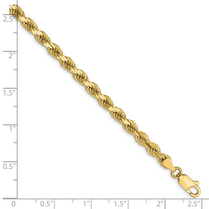 8 Inch 10k Yellow Gold 4mm Diamond-Cut Rope Chain Bracelet