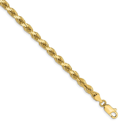 8 Inch 10k Yellow Gold 4mm Diamond-Cut Rope Chain Bracelet