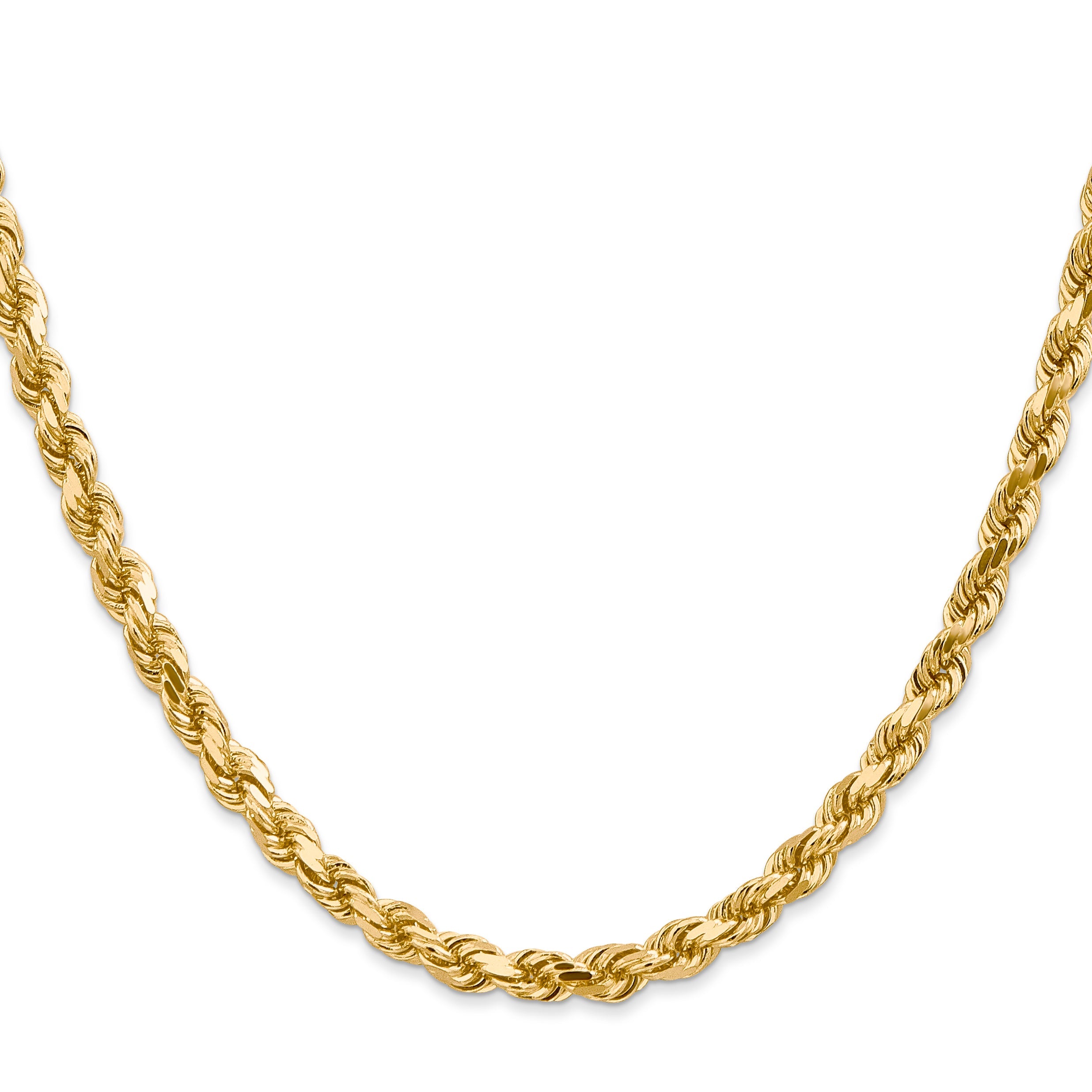 20 Inch 10K 4.5mm Diamond-Cut Rope Chain Necklace