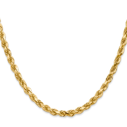 20 Inch 10K 4.5mm Diamond-Cut Rope Chain Necklace