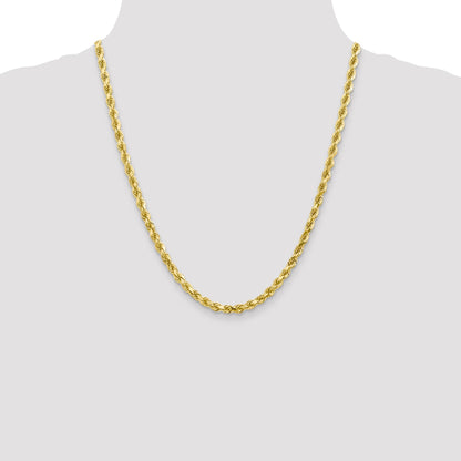 22 Inch 10K 4.5mm Diamond-Cut Rope Chain Necklace