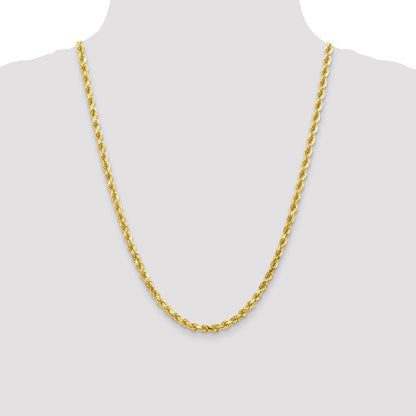 24 Inch 10K 4.5mm Diamond-Cut Rope Chain Necklace