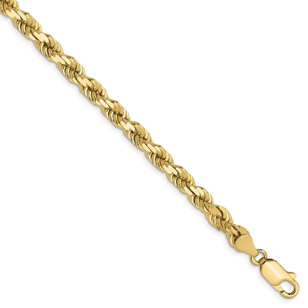 8 Inch 10k Yellow Gold 4.5mm Diamond-Cut Rope Chain Bracelet
