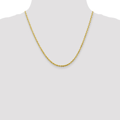 20 Inch 10K 2.75mm Diamond-Cut Lightweight Rope Chain Necklace
