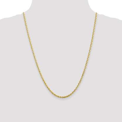 24 Inch 10K 2.75mm Diamond-Cut Lightweight Rope Chain Necklace