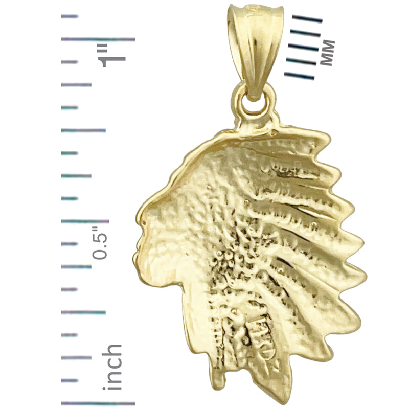 14K Gold Native Indian Head Charm