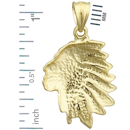 14K Gold Native Indian Head Charm