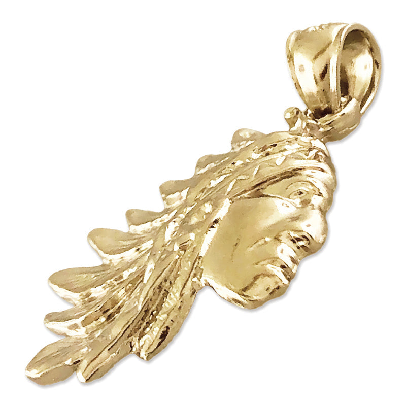14K Gold Native Indian Head Charm