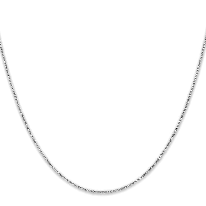20 Inch 10K White Gold 1.1mm Flat Cable Chain Necklace