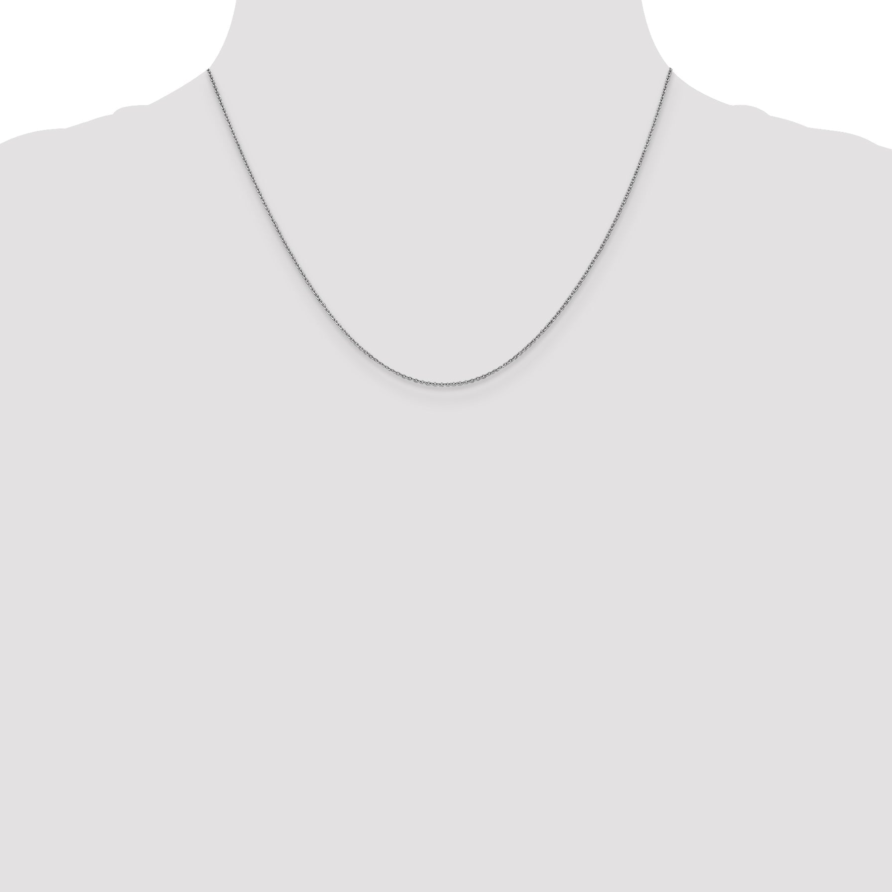 18 Inch 10K White Gold 1.1mm Flat Cable Chain Necklace