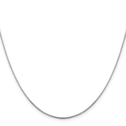 18 Inch 10K White Gold .95mm Sparkle Octagonal Box Chain Necklace