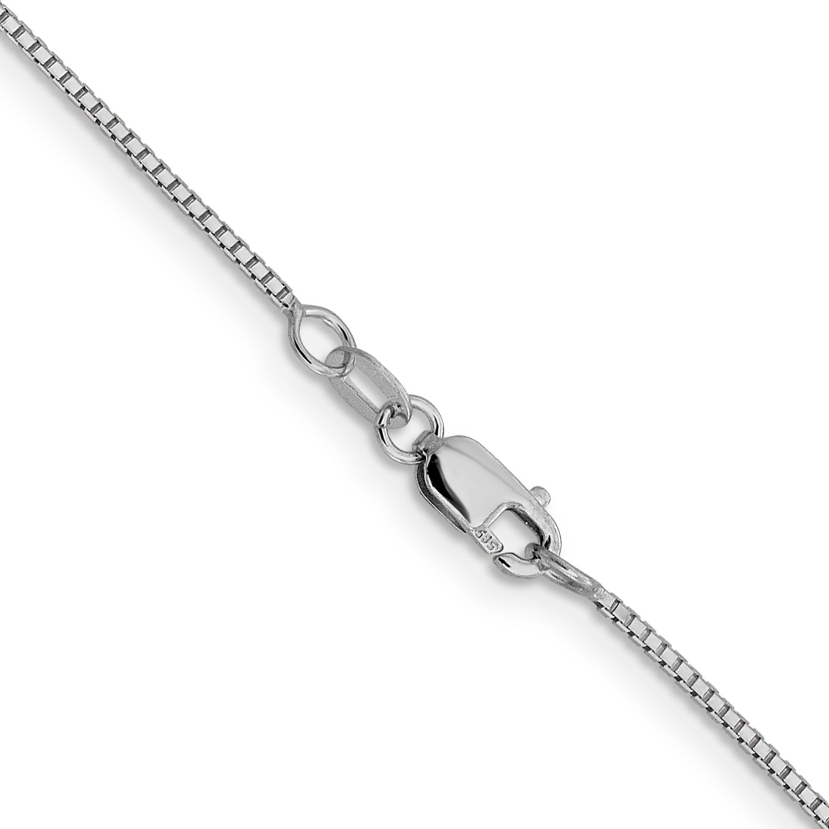 18 Inch 10K White Gold .95mm Sparkle Octagonal Box Chain Necklace