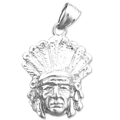 14K Gold Native Indian Chief with Bonnet Pendant