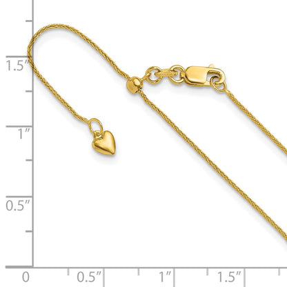 22 Inch 10K Adjustable .8mm Wheat Chain Necklace