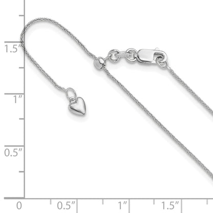 30 Inch 10K White Gold Adjustable .8mm Wheat Chain Necklace