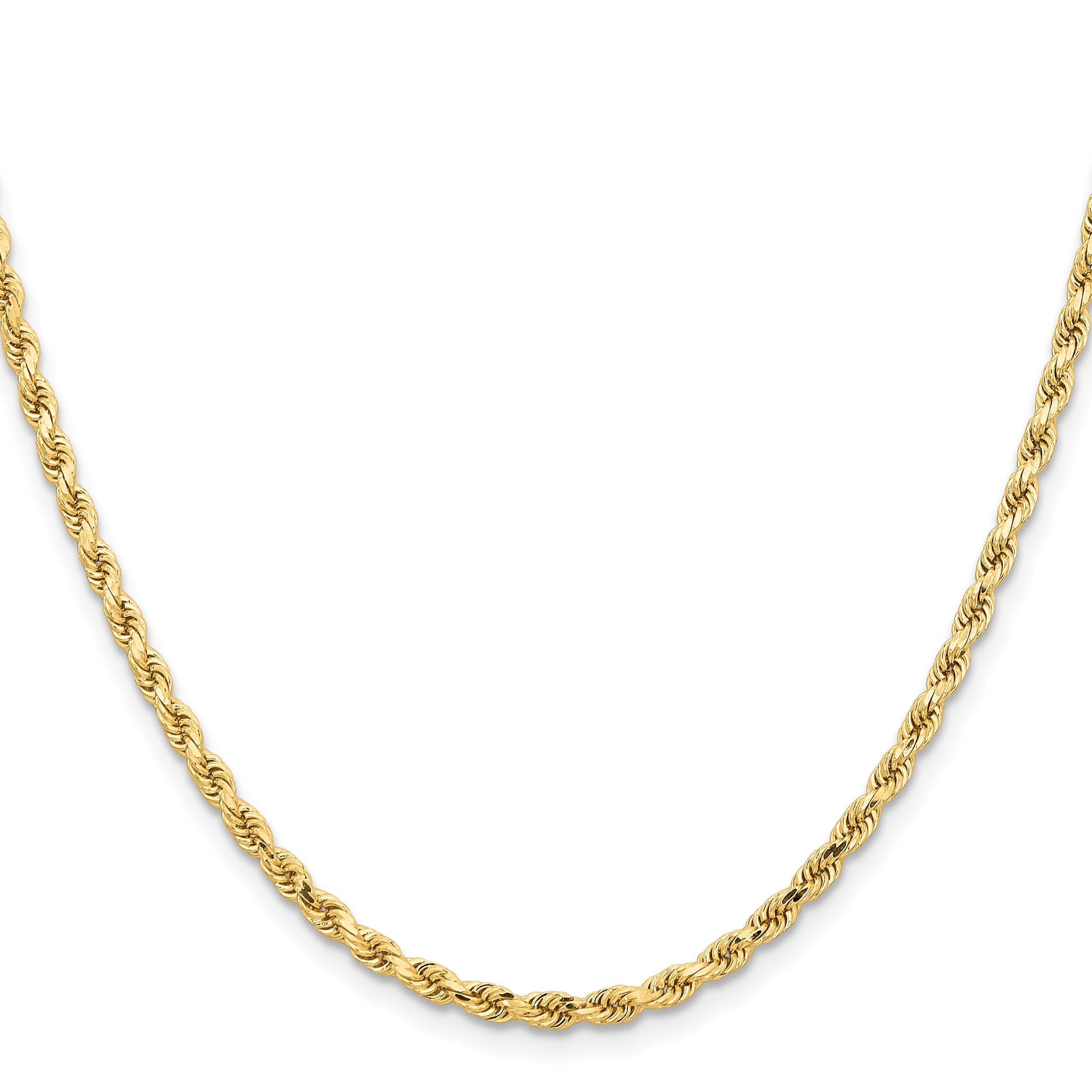 18 Inch 10K Yellow Gold 3.25mm Diamond Cut Rope Chain Necklace