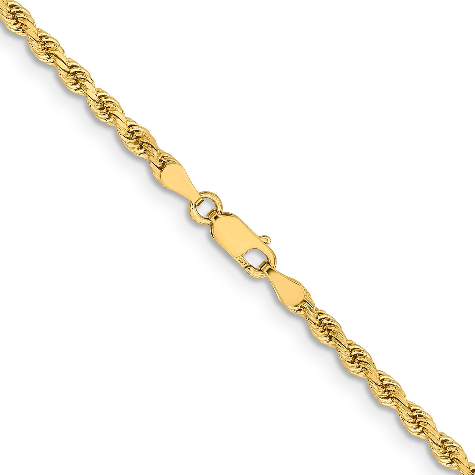 18 Inch 10K Yellow Gold 3.25mm Diamond Cut Rope Chain Necklace