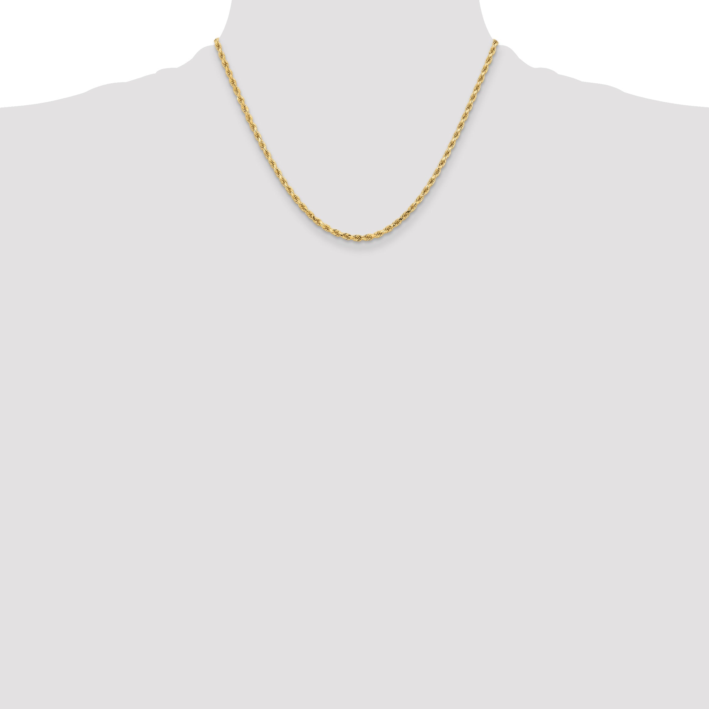 18 Inch 10K Yellow Gold 3.25mm Diamond Cut Rope Chain Necklace