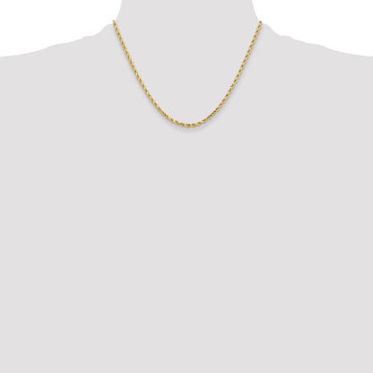 18 Inch 10K Yellow Gold 3.25mm Diamond Cut Rope Chain Necklace